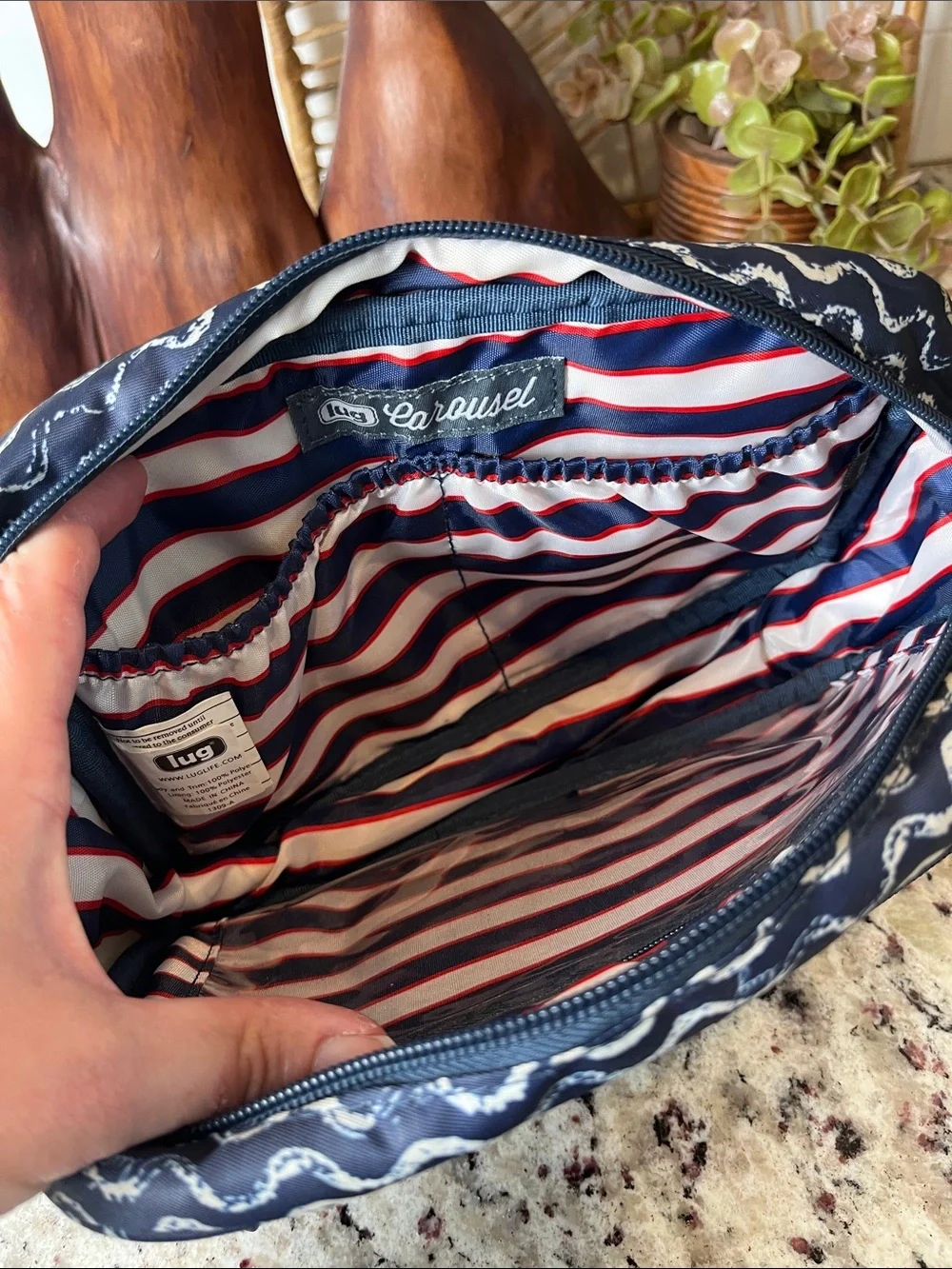 lug Navy Quilted Wave Messenger Crossbody Bag